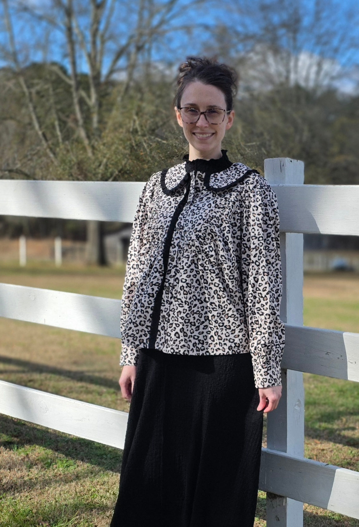 The Catherine Blouse- Black Leopard
