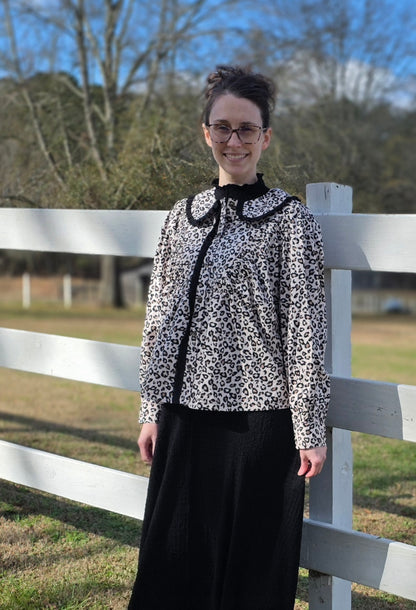 The Catherine Blouse- Black Leopard